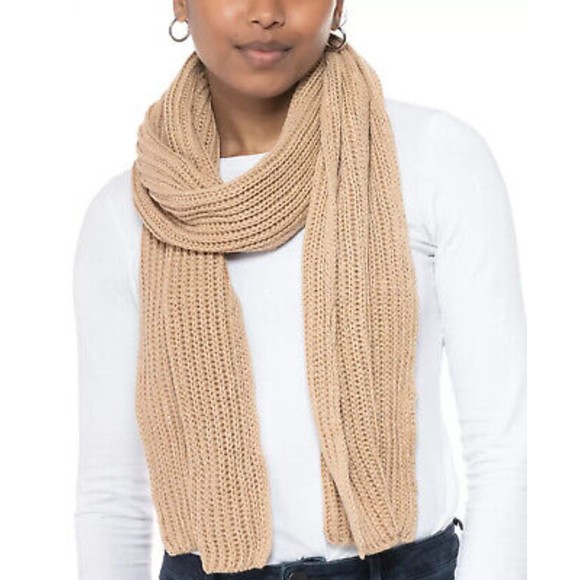 Style & Co NWT Solid Ribbed Muffler Extra Long Recycled Wrap Scarf Camel OS New - Picture 1 of 10